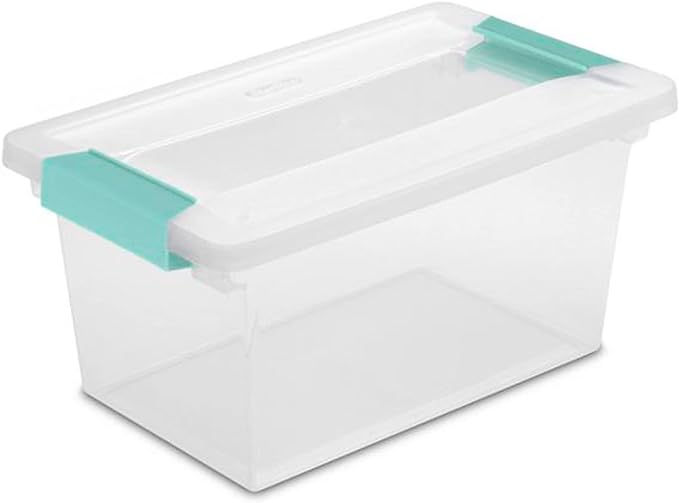Sterilite Medium Clip Latch Lid Storage Container Tote, 12 Pack, and Small Clip Latch Lid Storage Container Tote, 12 Pack for Home Organization