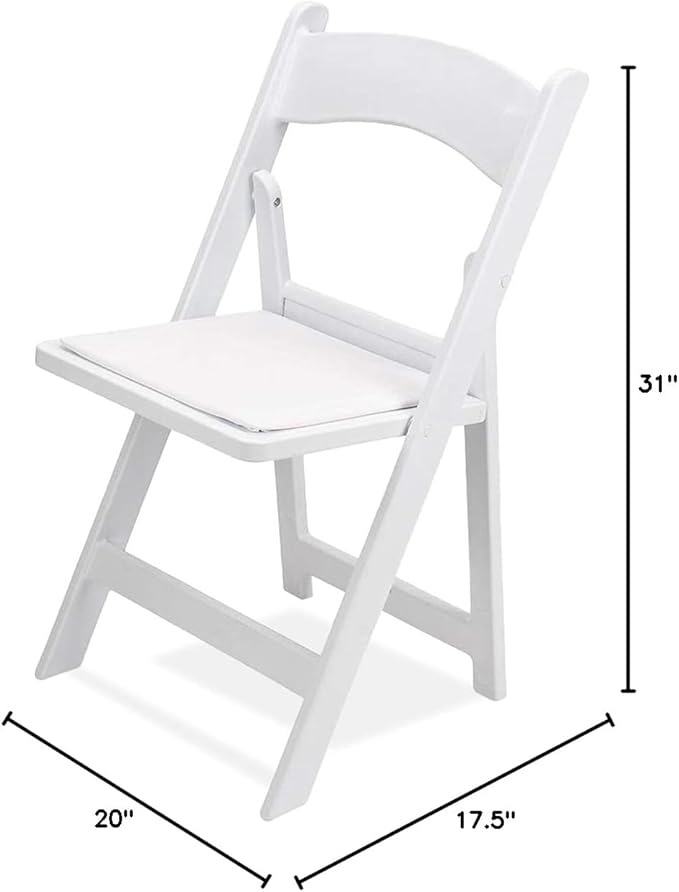 EventStable Titan PRO Resin White Indoor/Outdoor Lightweight Vinyl Padded Folding Chair for Weddings Parties Events - 50 Pack