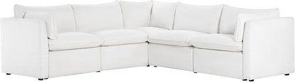 CHITA Luxury Oversized V-Shaped Sectional Modular Sofa, Premium Down Filled Cloud Couch, FSC Certified, 107''Width, 6 Seat and 1 Middle Corner for Living Room, Cream