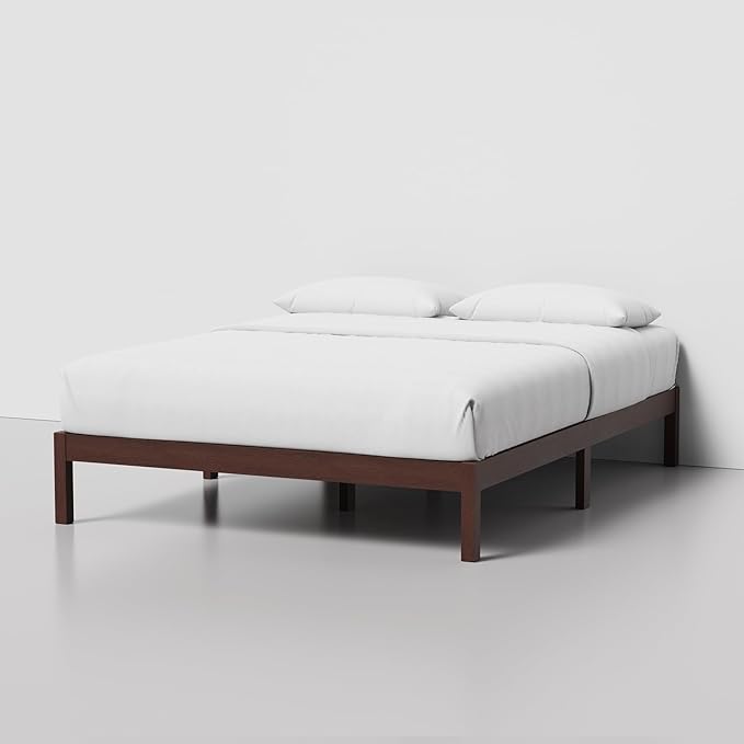 LIFEMENT Classic Wood Platform Bed Frame, Essential, Noise Free, Under Bed Storage, No Box Spring Needed, Easy Assembly (Walnut, Queen (U.S. Standard))