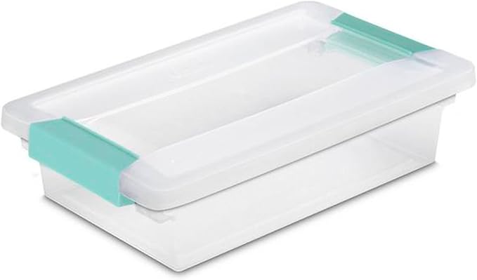 Sterilite Medium Clip Latch Lid Storage Container Tote, 12 Pack, and Small Clip Latch Lid Storage Container Tote, 12 Pack for Home Organization