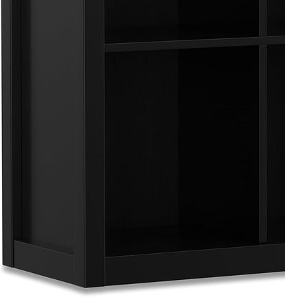 SIMPLIHOME Artisan Bookcase - 45 inch Tall 9-Cube Solid Wood Cube Organizer in Black, Transitional Storage Bookcase for Living Room, Study Room or Office with Fixed Shelves and Tapered Legs