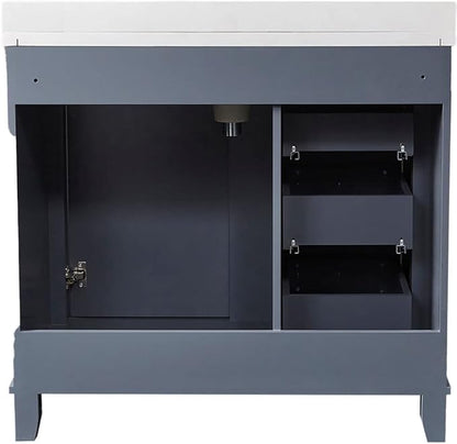 Hanover Ambridge 36'' Vanity Cabinet with Sink Combo for Bathroom, Powder Room | Pre-Assembled Cabinet | 1 Door, 3 Drawers | Artificial Stone Countertop, Gray Cabinet