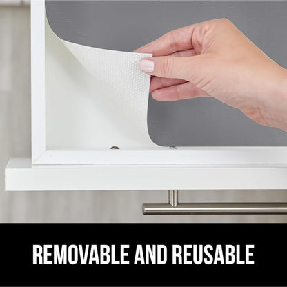 GORILLA GRIP DripGuard Shelf Liner, Non Adhesive Drawer and Kitchen Cabinet Protector, Slip Resistant BPA Free Smooth Surface Plastic Liners for Cabinets, Bathrooms, Closets, 17.5x240 Inch, Gray
