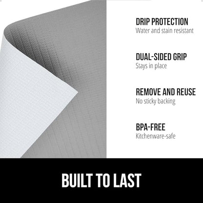 GORILLA GRIP DripGuard Shelf Liner, Non Adhesive Drawer and Kitchen Cabinet Protector, 20x240 Inch, Slip Resistant BPA Free Smooth Surface Plastic Liners for Cabinets, Bathrooms, Closets, Gray