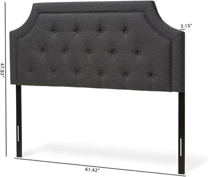 Maykoosh Adjustable Wood Post Headboard - Button Tufted Upholstered Bedroom Headboard King/Dark Gray