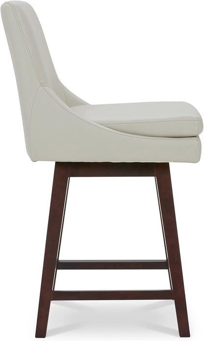 CHITA Counter Height Swivel Bar Stools Set of 3, FSC Certified Upholstered Faux Leather Barstool Chairs with Back, 26.8" H Seat Height, PU Leather in Creamy Grey
