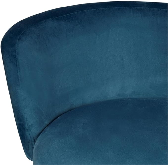 Hillsdale, Marisol Round Metal and Upholstered Vanity Stool with Scoop Back for Makeup Room or Bathroom, Blue