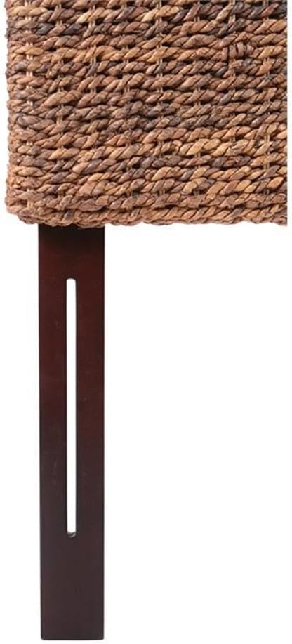 MAKLAINE 62.5" Banana Leaf Panel Headboard in Honey/Dark Brown
