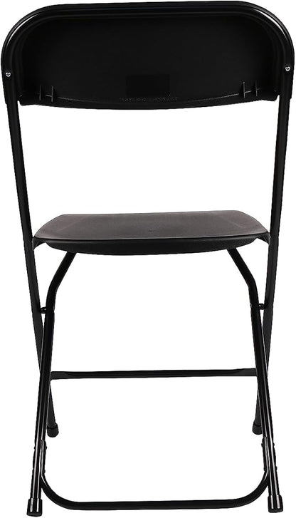 BTEXPERT Set of 10,Black Plastic Folding Chair Steel Frame Commercial High Capacity Event Chair Lightweight Set for Office Wedding Party Picnic Kitchen Dining Church School