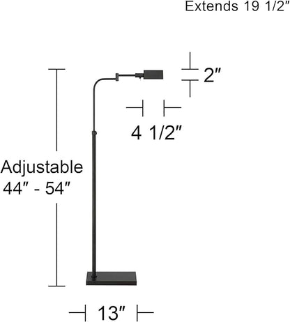 Possini Euro Design Design Keegan Traditional Farmhouse Pharmacy Floor Lamp Standing 54" Tall Dark Bronze Brown Adjustable Swing Arm Metal Tent Shade Decor for Living Room Reading Bedroom Office