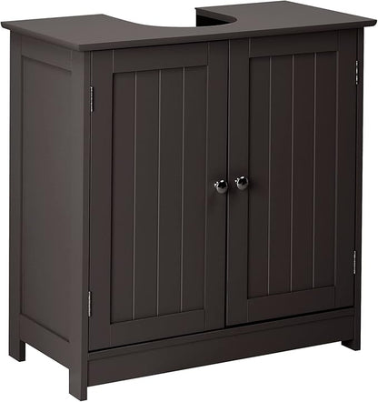 Bonnlo Pedestal Under Sink Storage Bathroom Vanity with 2 Doors Traditional Bathroom Cabinet Space Saver Organizer 23 5/8" x 11 7/16" x 23 5/8" (L x W x H) (Espresso)