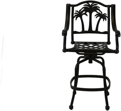 Palm Tree Cast Aluminum Powder Coated Barstool - Set of 6 - Antique Bronze Y