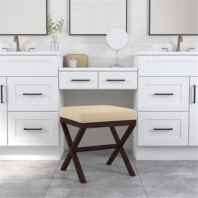 Hillsdale Morgan Upholstered Backless Vanity Stool for Make up Room or Bathroom, Espresso