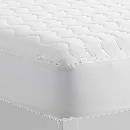 Serta Air Dry Basic Comfort Performance Fabric Quilted Mattress Pad, Cooling and Breathable Mattress Cover, Moisture Wicking Protection with 15" Deep Pocket, Full, White