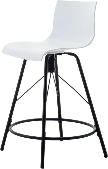 annjoe Swivel Bar Stools Metal Counter Height Stools Plastic Seat Chairs Set of 4 for Indoor Outdoor Home Kitchen Business (30" White)