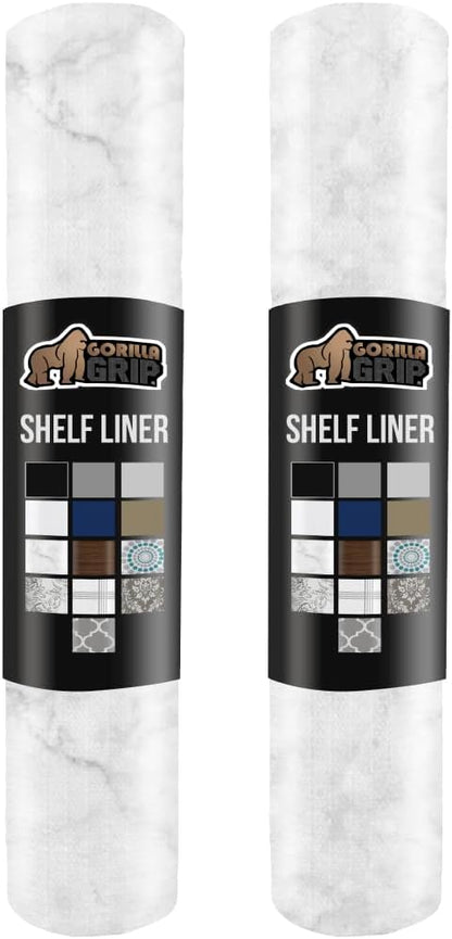 GORILLA GRIP Slip Resistant Drawer and Shelf Liner 2 Pack, Non Adhesive Water Resistant, Easy Clean and Trim, Smooth Surface Liners for Kitchen Cabinet, Shelves, Drawers, Pantry, 20 IN x 20 FT, Marble