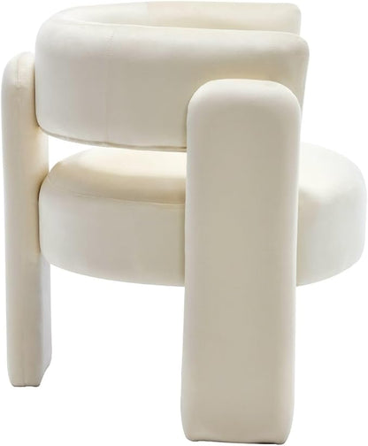 Set of 2 Accent Chairs with Arms, Upholstered Barrel Armchair with Curved Back, Comfy Single Side Chair for Reading, Living Room, Home Office, Beige