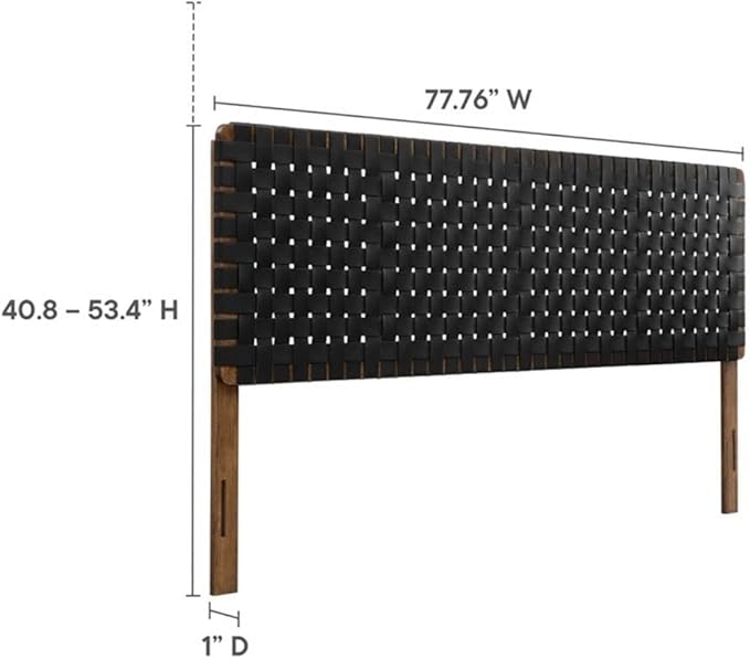 Pemberly Row Weave Vegan Leather King Headboard in Walnut Black