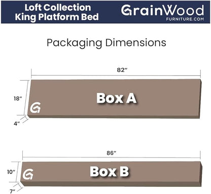 Grain Wood Furniture Loft King Size Solid Wood Bed with an Acacia Finish