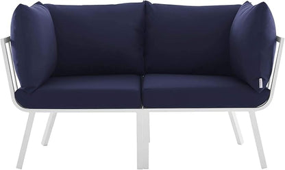 Modway Riverside Outdoor Furniture, 2-Piece Set, White Navy