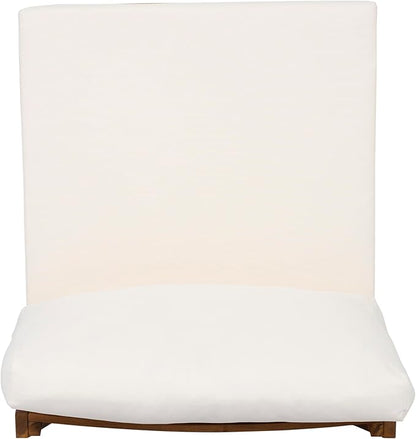 Christopher Knight Home Suri Set of 2 Acacia Wood Lounge Chair Outdoor, Contemporary Accent Chair Set with Weather Resistant Cushion, Deep Seating Armless, Comfy Patio Chairs, Teak + Cream
