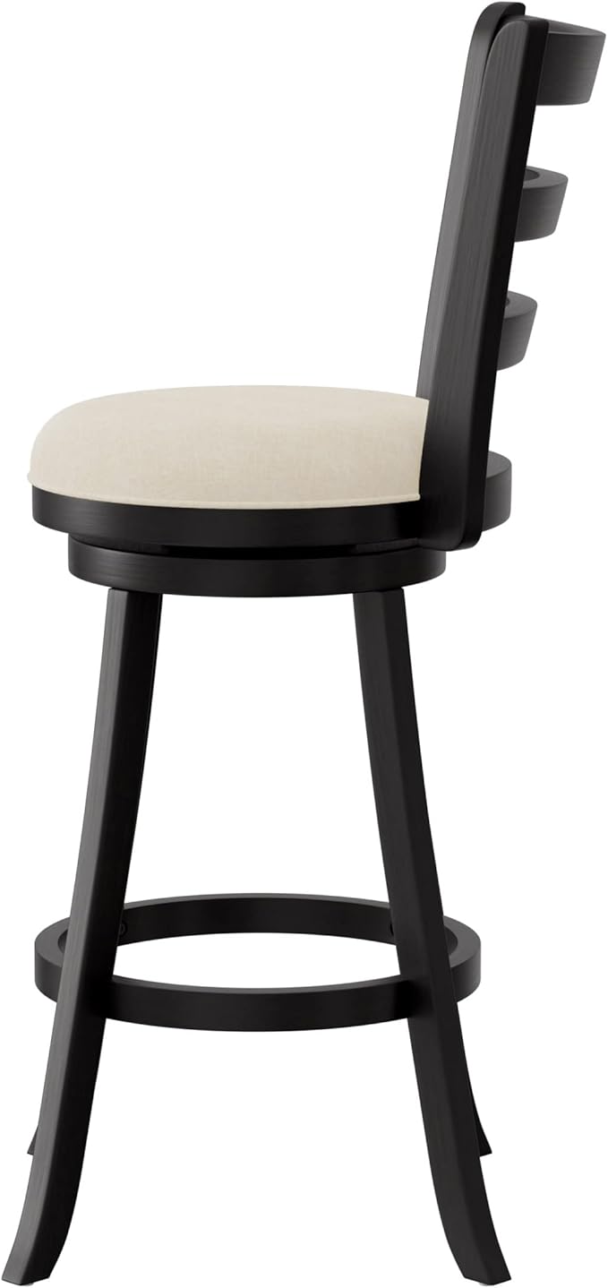 Hillsdale Laymon Modern Wood Swivel Stool with Upholstered Seat, Bar Height, Black