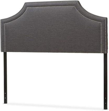 Urban Upmarket Modern and Contemporary Fabric Upholstered Headboard, Nailded Trim Head Board Grey/Full