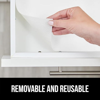 GORILLA GRIP DripGuard Shelf Liner, Non Adhesive Drawer and Kitchen Cabinet Protector, Slip Resistant BPA Free Smooth Surface Plastic Liners for Cabinets, Bathrooms, Closets, 12x120 Inch, White