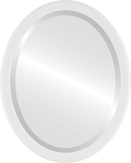 OVALCREST Oval Beveled Wall Mirror for Home Decor - Toronto Style - Linen White - 18" x 14"