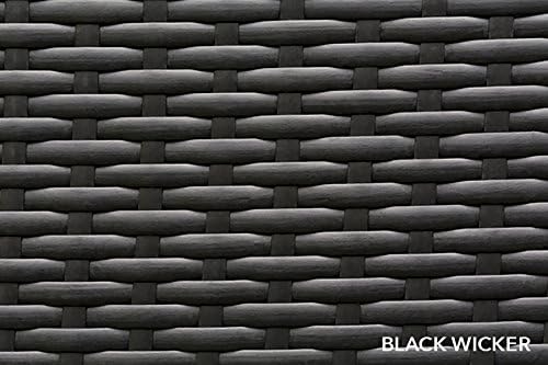 Outdoor Patio Wicker Furniture 7-PC Sectional with 6 inch Rainshield All Weather Water Protection Cushions (Black Wicker, Turquoise Cushions)