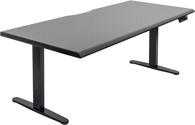 Mount-It! 72" Dual Motor Standing Desk – Large Electric Height Adjustable Executive Sit Stand Desk with Memory Presets, Black Frame & Black Top