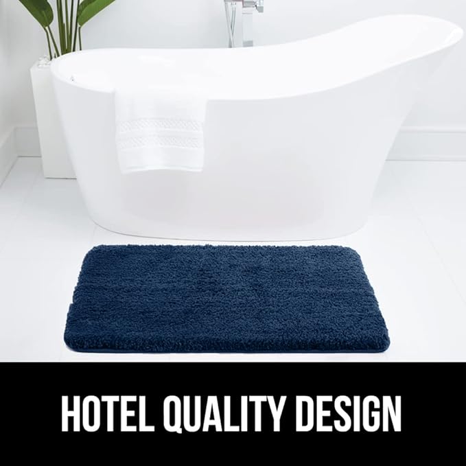 GORILLA GRIP Bathroom Rugs, 30x20, Ultra Soft Absorbent Mat, Thick Plush Bath Rug, Machine Washable, Microfiber Quick Dry, Mats for Shower, Bathtub and Floor, Home Decor Accessories, Navy Blue