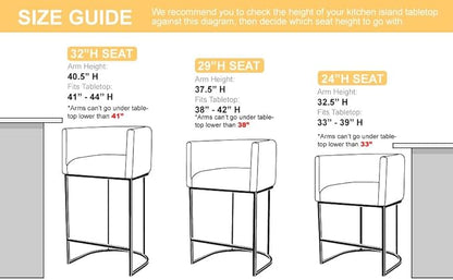 Contemporary Cream Linen Bar Stools Set of 4, 32" Upholstered Fabric Counter Height Barstool Kitchen Counter Island Stools with Golden Metal Base