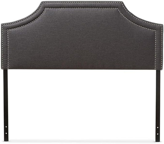 Urban Upmarket Modern and Contemporary Fabric Upholstered Headboard, Nailded Trim Head Board Grey/Full