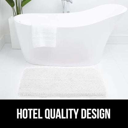 GORILLA GRIP Bathroom Rugs, 30x20, Ultra Soft Absorbent Mat, Thick Plush Bath Rug, Machine Washable, Microfiber Quick Dry, Mats for Shower, Bathtub and Floor, Home Decor Accessories, White