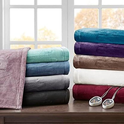 Beautyrest Heated Electric Blanket for Cold Weather, Fast Heating Heated Blanket, Auto Shut Off, Virtually Zero EMF, Multi Heat Setting, UL Certified, Black Queen (90 inx84 in)