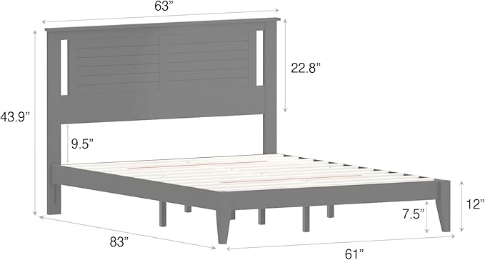 Serene Farmhouse Style Wood Bed in Queen Size with Horizontal Scoring Headboard, Coastal Modern Design, Sturdy, Easy Assembly, Ample Underbed Storage, Black Finish