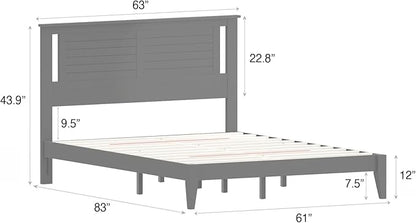 Serene Farmhouse Style Wood Bed in Queen Size with Horizontal Scoring Headboard, Coastal Modern Design, Sturdy, Easy Assembly, Ample Underbed Storage, Black Finish