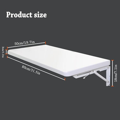 CYGJSYEASpace-Saving Wall-Mounted Fold-Down Laundry Room Table, Multipurpose Kitchen, Home Bar, & Workshop Counter, Durable Aluminum Surface, Waterproof & Low-Maintenance (80x50cm/31.5"×19.7")