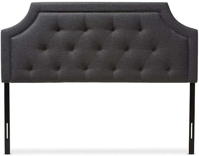 Maykoosh Adjustable Wood Post Headboard - Button Tufted Upholstered Bedroom Headboard Queen/Dark Gray
