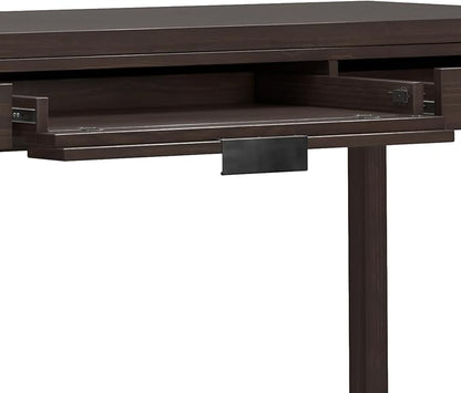 SIMPLIHOME Hollander Desk - 72-Inch Wide Solid Wood Writing Desk in Warm Walnut Brown, Contemporary Modern Home Office Computer Table for Study with 2 Drawers and Flip-Down Keyboard Tray