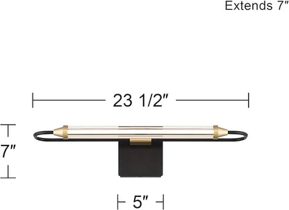 Possini Euro Design Nikola Modern Industrial Vintage Wall Light Bar Matte Black Hardwire 23 1/2" Fixture for Bedroom Bathroom Bedside Vanity House Living Room Home Mirror Hallway Dining Kitchen