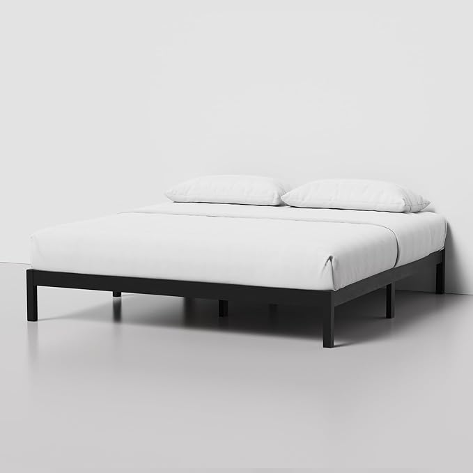LIFEMENT Classic Wood Platform Bed Frame, Essential, Noise Free, Under Bed Storage, No Box Spring Needed, Easy Assembly (Black, King (U.S. Standard))