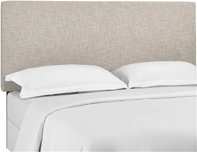 Pemberly Row Full/Queen Upholstered Linen Fabric Headboard in Beige