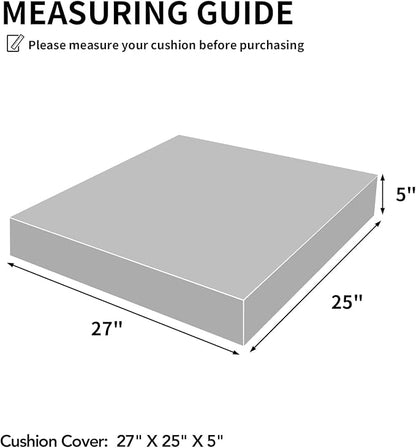 Easy-Going Waterproof Patio Cushion Covers ONLY Cover 27x25x5 inch 4 Pack Replacement Non-Slip Outdoor Seat Cushion Slipcover with Zipper. Taupe