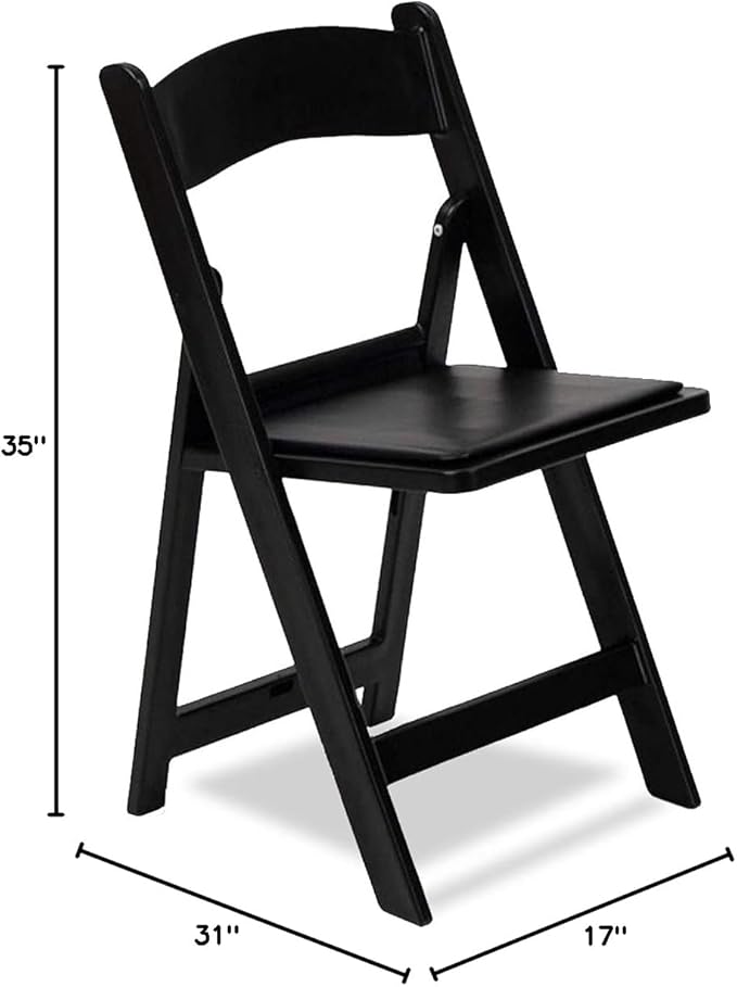 EventStable Titan PRO Resin Folding Chair - Black Indoor/Outdoor Lightweight Foldable Chair - Vinyl Padded Folding Chair for Weddings Parties Events - 100 Pack