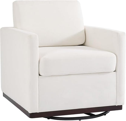 UIXE Swivel Accent Chairs Set of 2, Chenille Upholstered Armchair Comfy Club Chair for Living Room, Mid Century Modern Arm Chair Single Sofa Nook Bedroom Side Reading Seat - Beige