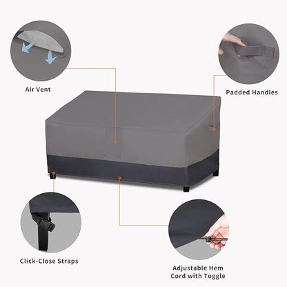 Easy-Going Waterproof Outdoor Couch Cover, Heavy Duty Deep 3-Seater Patio Sofa Cover, Windproof Outdoor Furniture Cover with Air Vent (88Wx40Dx33H inch,Gray/Dark Gray)