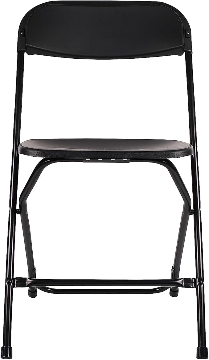 BTEXPERT Set of 10,Black Plastic Folding Chair Steel Frame Commercial High Capacity Event Chair Lightweight Set for Office Wedding Party Picnic Kitchen Dining Church School